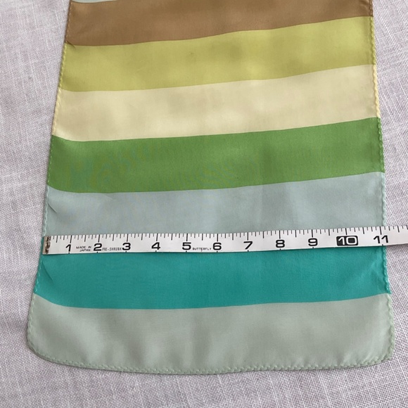 •Echo Vintage Striped 100%Silk Signed Logo Scarf 54”x11” - Picture 8 of 10